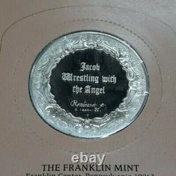 Franklin Mint Genius/Rembrandt PR. 925 Silver Medal-Jacob & the Angel in Card