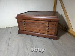 Franklin Mint Genius of Rembrandt Mahogany Silver Coin Cabinet 5-Drawer Chest