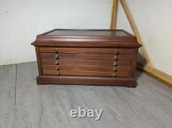 Franklin Mint Genius of Rembrandt Mahogany Silver Coin Cabinet 5-Drawer Chest