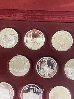 Franklin Mint Great American Landmarks Sterling Silver. 925 Proof 20 Medal Set