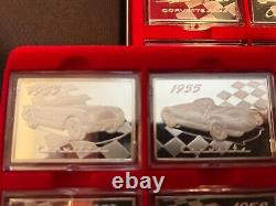 Franklin Mint Greatest Corvettes of All Time Silver Ingots Set
