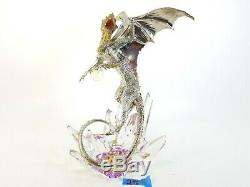 Franklin Mint Guardian Dragon Figurine Michael Whelan Crystal Base Silver Gold