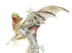 Franklin Mint Guardian Dragon Figurine Michael Whelan Crystal Base Silver Gold