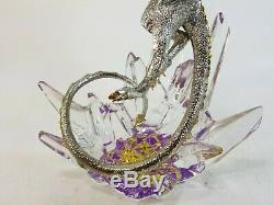 Franklin Mint Guardian Dragon Figurine Michael Whelan Crystal Base Silver Gold