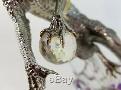 Franklin Mint Guardian Dragon Figurine Michael Whelan Crystal Base Silver Gold