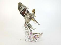 Franklin Mint Guardian Dragon Figurine Michael Whelan Crystal Base Silver Gold