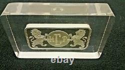 Franklin Mint HLP 5000 Grains Solid Sterling Silver Bar in Lucite 10.42 Troy