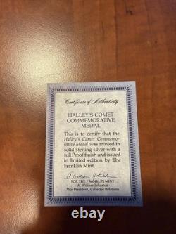 Franklin Mint Halley's Comet Sterling Silver Commemorative Medal with /COA