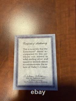 Franklin Mint Halley's Comet Sterling Silver Commemorative Medal with /COA
