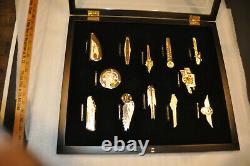 Franklin Mint Harley Davidson Insignia Badges Tank Logo Display Case Silver Gold