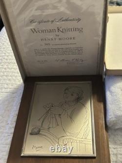 Franklin Mint Henry Moore Woman Knitting Sterling Silver Etching