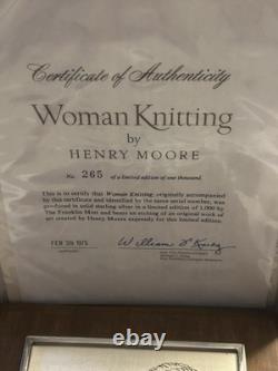 Franklin Mint Henry Moore Woman Knitting Sterling Silver Etching