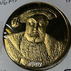 Franklin Mint, Henry VIII 2 oz 24k Gold Sterling Silver Medal Round