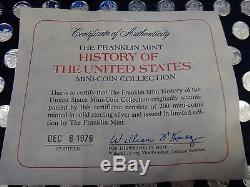 Franklin Mint History of United States Solid Sterling Silver Mini Coin Set COA