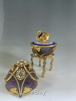 Franklin Mint Imperial Faberge Anniversary Egg 925 Silver 18K Amethyst