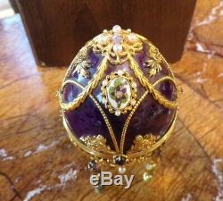 Franklin Mint Imperial Faberge Anniversary Egg 925 Silver 18K Amethyst