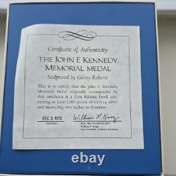 Franklin Mint John F. Kennedy Memorial Medal Sterling Silver Proof 1000 grains