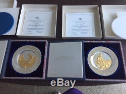 Franklin Mint John Hancock(76)& Thomas Jefferson(73) 8 Sterling Silver Plates