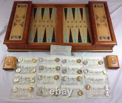 Franklin Mint King Arthur Excalibur Backgammon Game Gold & Silver Plated Coins