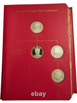 Franklin Mint Kings & Queens of England Silver Set 28 of 43 Medals 35 Oz
