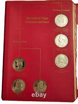 Franklin Mint Kings & Queens of England Silver Set 28 of 43 Medals 35 Oz
