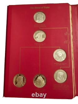 Franklin Mint Kings & Queens of England Silver Set 28 of 43 Medals 35 Oz