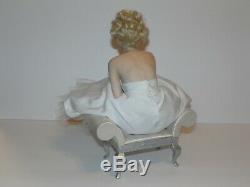 Franklin Mint LOVE MARILYN Monroe Porcelain Seated Doll White Dress Silver Bench
