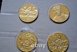 Franklin Mint Leonardo Da Vinci 24k Gold Plated Medals Set of 15 RARE