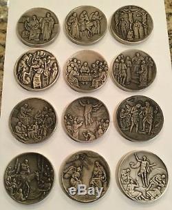 Franklin Mint Life Of Christ Vita Christi Medallion Set 50 Oz. Sterling Silver