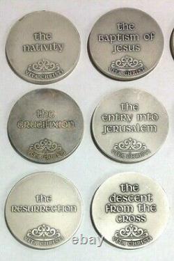 Franklin Mint Life of Jesus Vita Christi Silver 12 Pc Medal Set 50.7ozt Complete