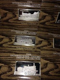 Franklin Mint Locomotive Silver Ingot Collection 9 Sterling Bars 16.875 Ounces