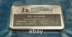 Franklin Mint MS Skyward Cruise Ship 1000 Grain Sterling Silver Ingot in Case