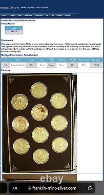 Franklin Mint Medallic History of Mankind 74 Goldplated 2oz silver Medals