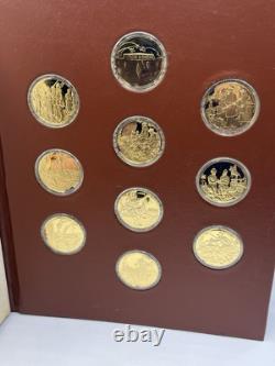 Franklin Mint Medallic History of the Civil War Book 50.925 Sterling Coins 24K