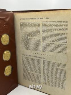 Franklin Mint Medallic History of the Civil War Book 50.925 Sterling Coins 24K
