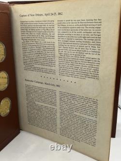 Franklin Mint Medallic History of the Civil War Book 50.925 Sterling Coins 24K