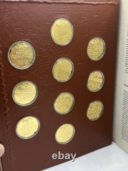 Franklin Mint Medallic History of the Civil War Book 50.925 Sterling Coins 24K