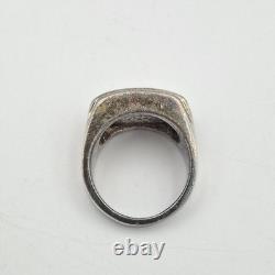 Franklin Mint Men's 925 Sterling Silver & 14K Yellow Gold Eagle & Onyx Ring 10