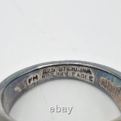 Franklin Mint Men's 925 Sterling Silver & 14K Yellow Gold Eagle & Onyx Ring 10