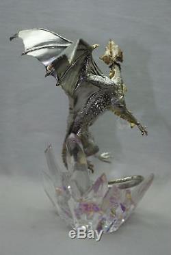 Franklin Mint Michael Whelan Silver Dragon & Crystal Sculpture