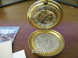 Franklin Mint Morgan Silver Dollar Collector Pocket Watch L004
