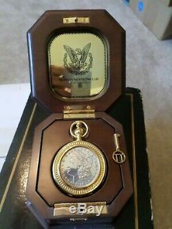 Franklin Mint Morgan Silver Dollar Collector Pocket Watch NEW IN BOX