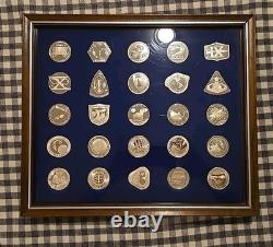 Franklin Mint NASA Manned Space Flight Emblem 25 Silver Medals with Display