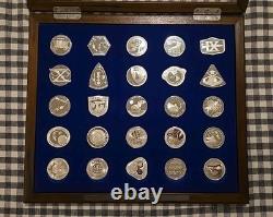 Franklin Mint NASA Manned Space Flight Emblem 25 Silver Medals with Display