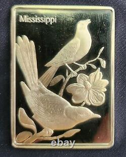 Franklin Mint New Jersey State Bird and Flower 1.25 oz Silver Art Bar