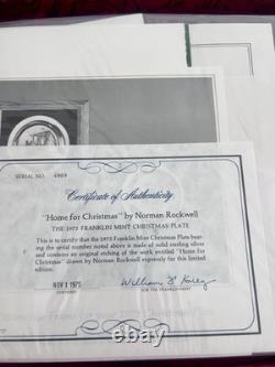 Franklin Mint Norman Rockwell Home for Christmas 1975 Sterling Silver Plate