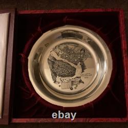 Franklin Mint Norman Rockwell Sterling Silver Christmas Plate Trimming the Tree