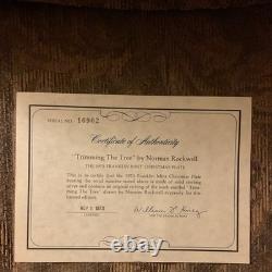 Franklin Mint Norman Rockwell Sterling Silver Christmas Plate Trimming the Tree