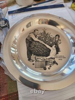 Franklin Mint Norman Rockwell Sterling Silver no documents Christmas Plate
