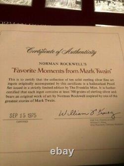 Franklin Mint Norman Rockwell's Favorite Moments of Mark Twain Silver Ingots